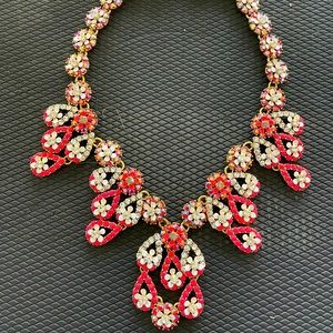 J Crew Coral and Crystal necklace